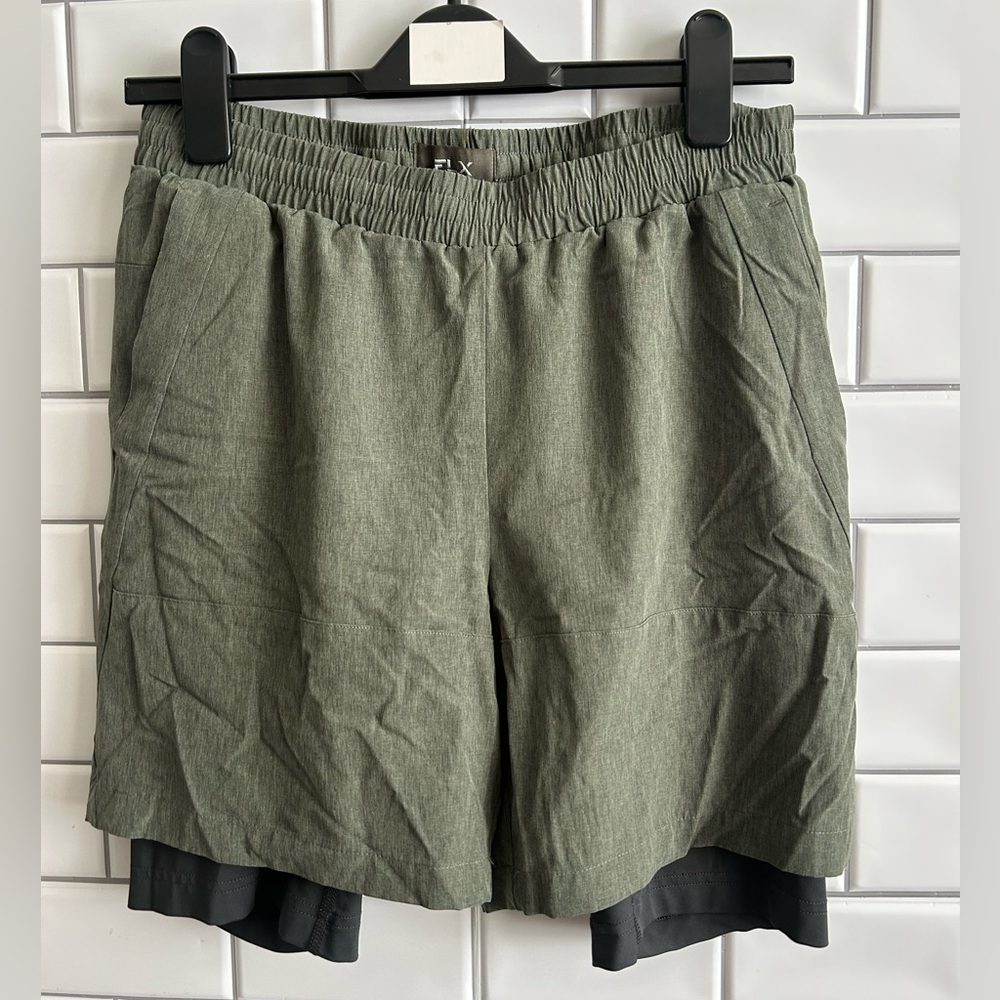FLX Olive Green Elastic Waist Men’s Shorts/ Size S